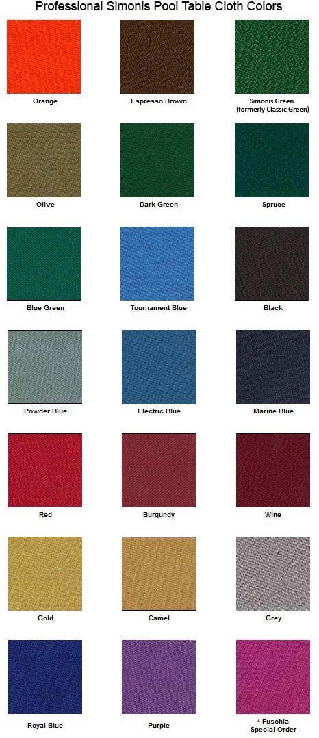 Brunswick Centennial Pool-Billiard Table Cloth colors Brunswick Centennial Pool-Billiard Table Cloth colors