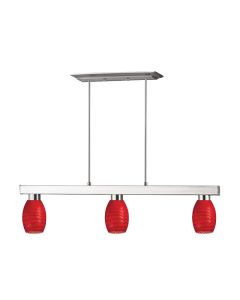 Cobalt Billiard Light - Red Glass Shades