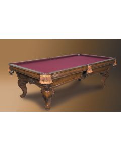 Elizabethan shown in Honduran Mahogany with piano finish, leather net drop pockets, hand-tied braid and silk tassels.