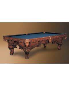 Fontainebleau shown in Honduran Mahogany with piano finish, leather net drop pockets, hand-tied braid and silk tassels.
