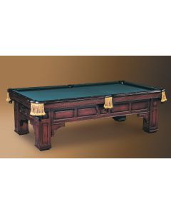 La Piedra shown in Honduran Mahogany with piano finish, leather net drop pockets, hand-tied braid and silk tassels.