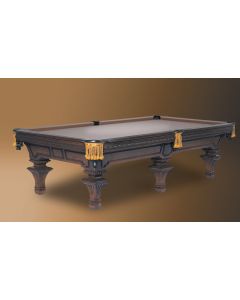 Santillana shown in Honduran Mahogany with piano finish, leather net drop pockets, hand-tied braid and silk tassels.